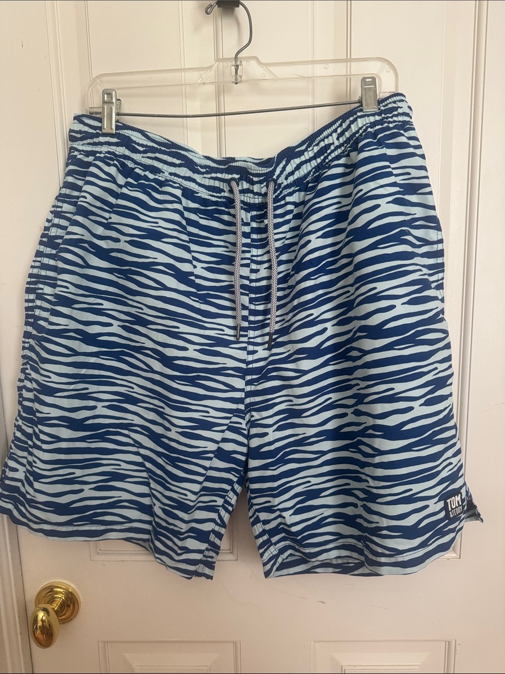 Tom & Teddy blue wavy swim trunks